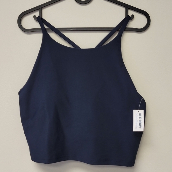 Old Navy PowerSoft Longline Sports Bra Crop top Navy Blue L - Picture 3 of 10